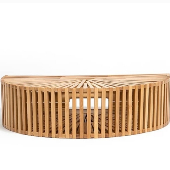 Bamboo Purse Tan Light Brown Woven Wicker Style Hippie Tote Bohemian Beach Bag - Picture 7 of 11